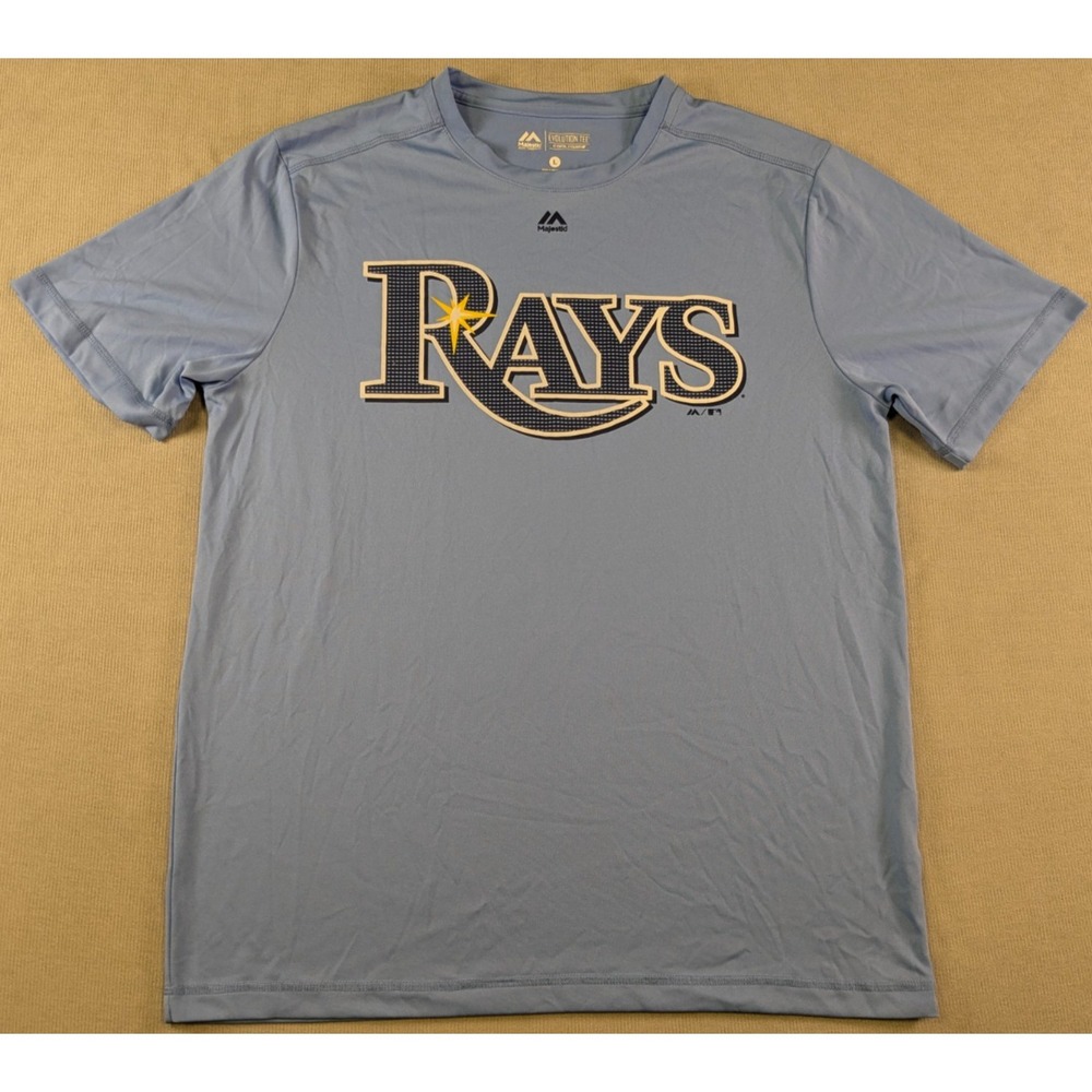 Tampa Bay Rays Shirt Mens Large Blue Majestic Performance Training MLB Baseball
